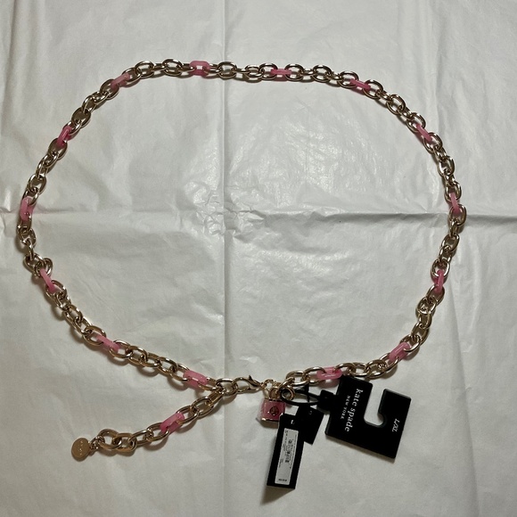 Kate Spade Chain Link Belt - Gold/Pink - NWT - Picture 2 of 15